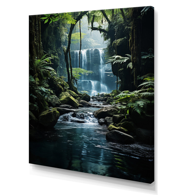 «Waterfall Hidden Oasis I», art mural sur toile, Toile tendue, 32" H x 24" W