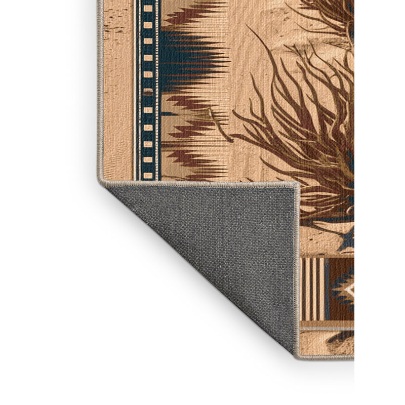  Washable Tumbleweed Trails Southwestern Area Rug, Runner 2' x 4'