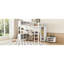 Lit mezzanine en métal avec garde-robe et bureau en forme de L, lit mezzanine double avec cubes de rangement et tablettes, lit mezzanine robuste pour enfants, adolescents, adultes, blanc