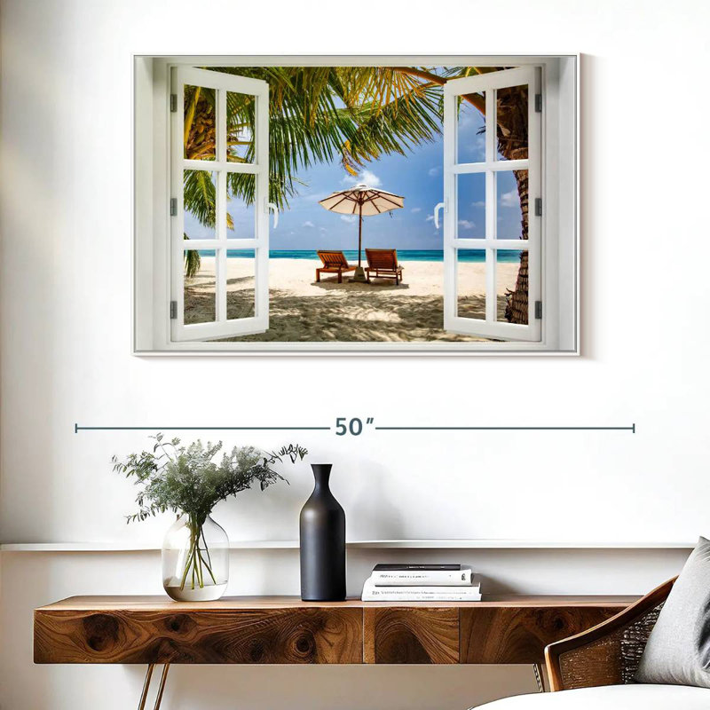 Fenêtre Neruda, Cadre flottant blanc, 40 po x 27 po