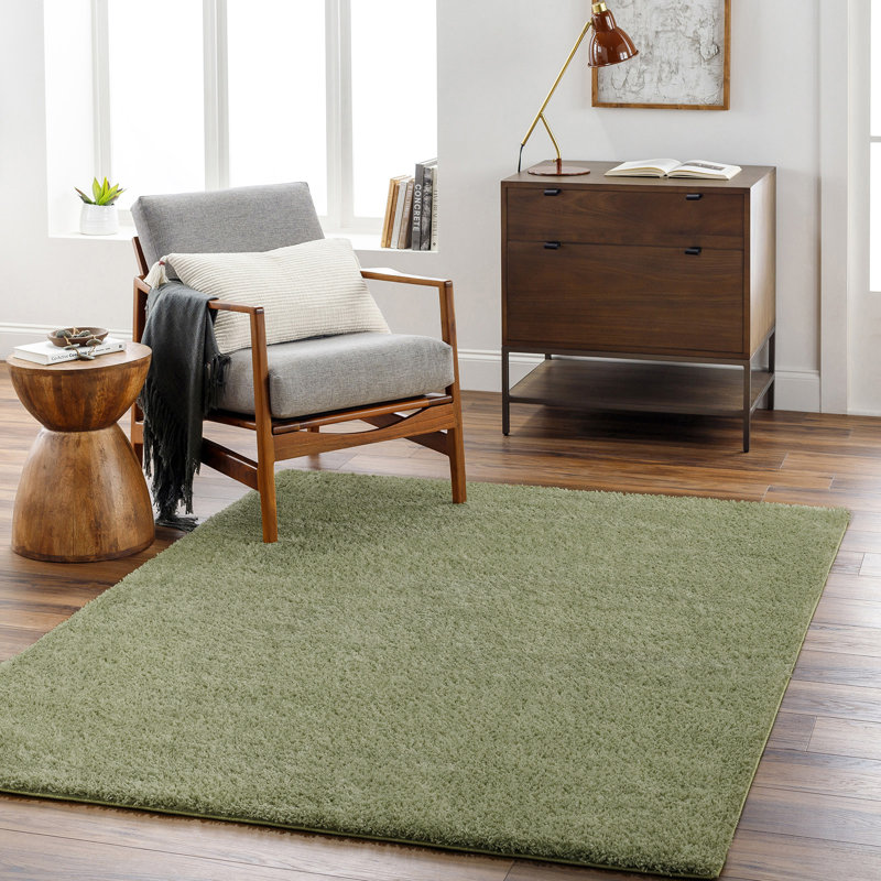 Green Modern Shaggy Rug, Plain Anti Slip Easy to Clean Rug For Living Room, Dining Room, Bedroom,Kitchen