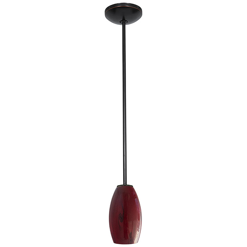 Baur 1 - Light Single Pendant, Red Sky, Oil Rubbed Bronze, 8" H x 3.5" W x 3.5" D