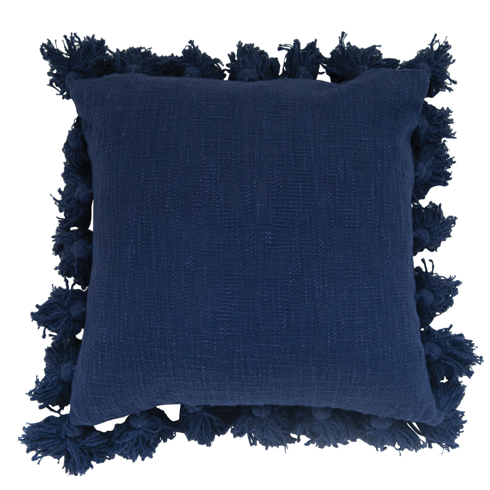 Astraeus Tassels Cotton Throw Pillow, Navy Blue
