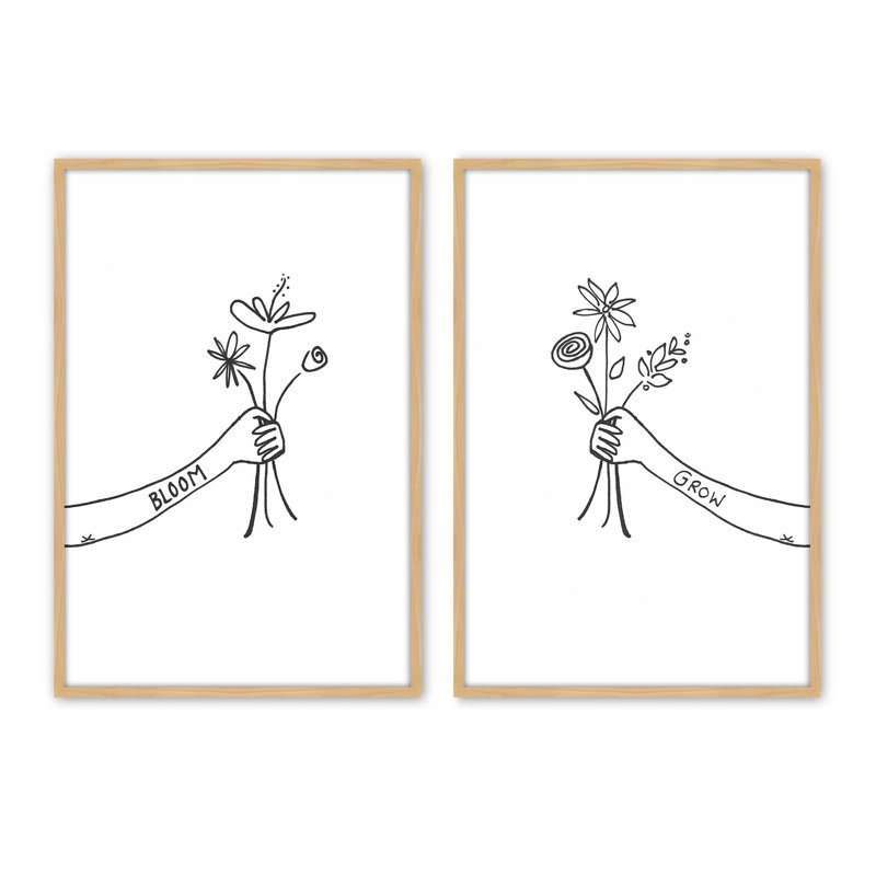 Ensemble de 2 impressions «Grow with love», 12 po x 8 po, Impression encadrée, Érable