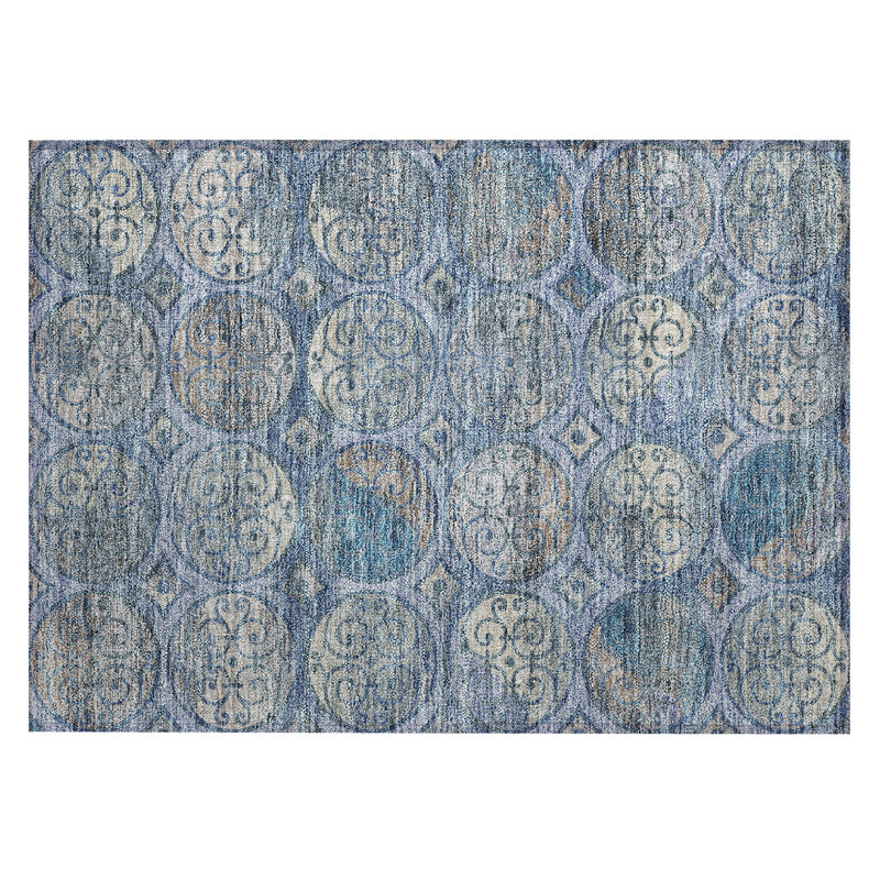 Neysa Washable Geometric Indoor / Outdoor Rug, Rectangle 1'8" x 2'6"