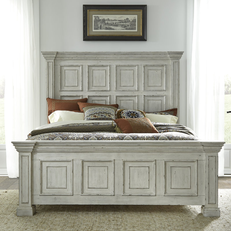 Temple Cloud Temple Cloud Panel Bed, Dresser & Mirror, Night Stand, King, White
