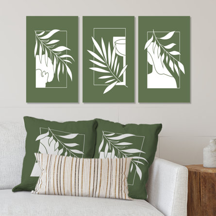 Minimalistic Plant Silhouettes II - Traditional Art Set Of 3 Pieces