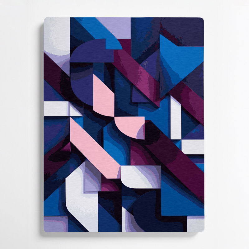 Abstrait formes 73, art mural en métal mauve, H 20 po x l 30 po