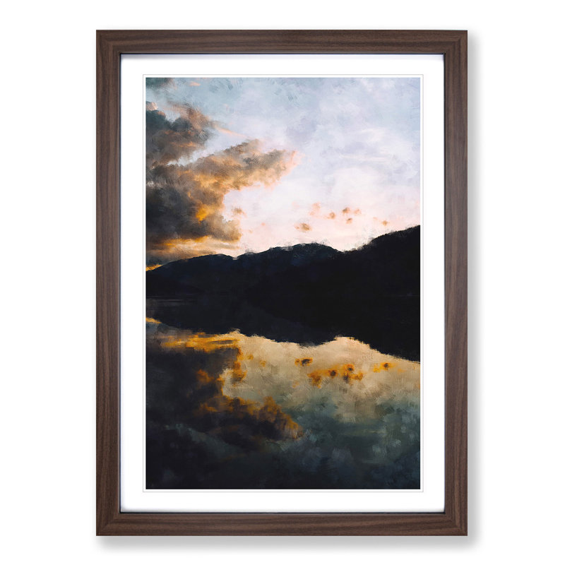 Reflection of the Clouds and Mountains - Picture Frame Painting Print, 63cm H x 45cm W x 2cm D, Walnut Framed