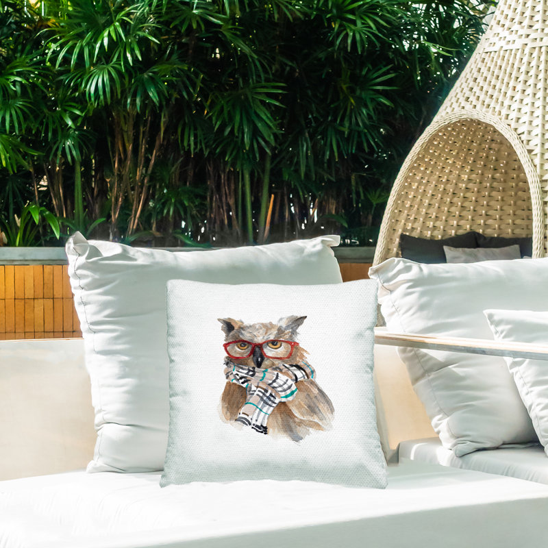 Coussin d'extérieur imprimé Intelligent Owl