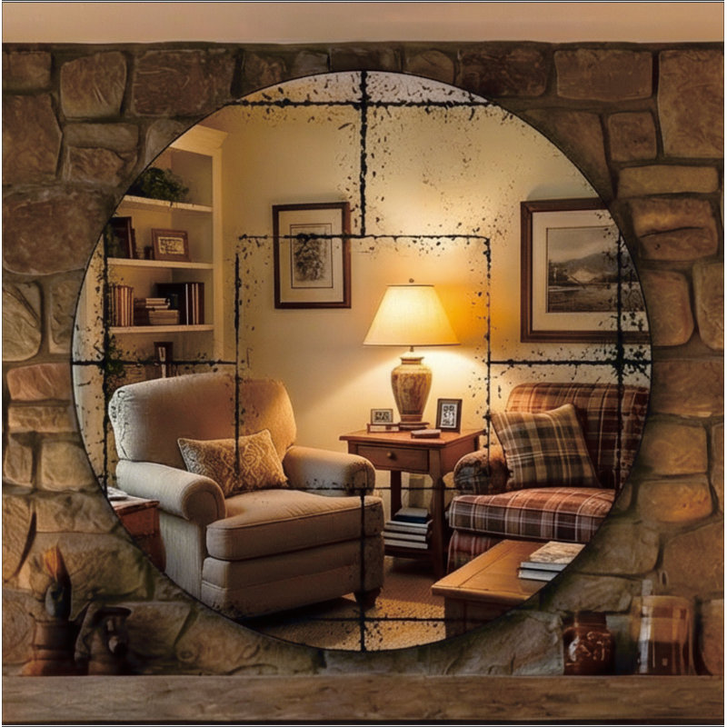 Wall-Mounted Mirror Versatile Home Decor Ideal For Bedrooms, Living Rooms, Dining Rooms, Fireplaces, Foyers, And More, Round