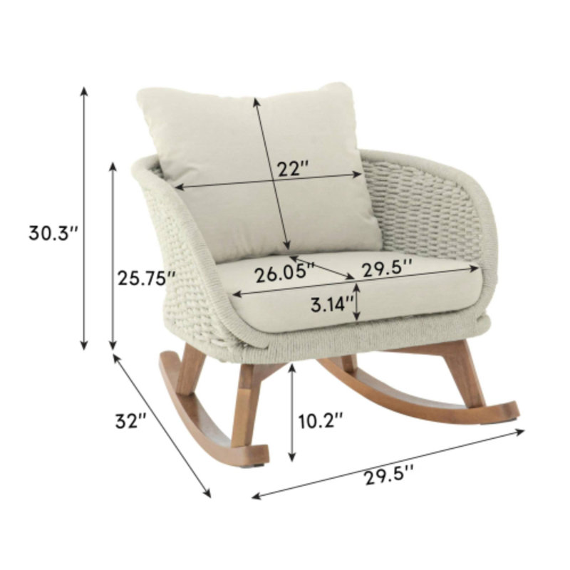 Élégantes chaises berçantes 2 pièces de 29,5 po idéales pour les conversations dans la cour arrière et la détente en plein air