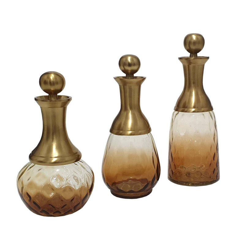Ensemble de 3 bouteilles avec couvercle - Or