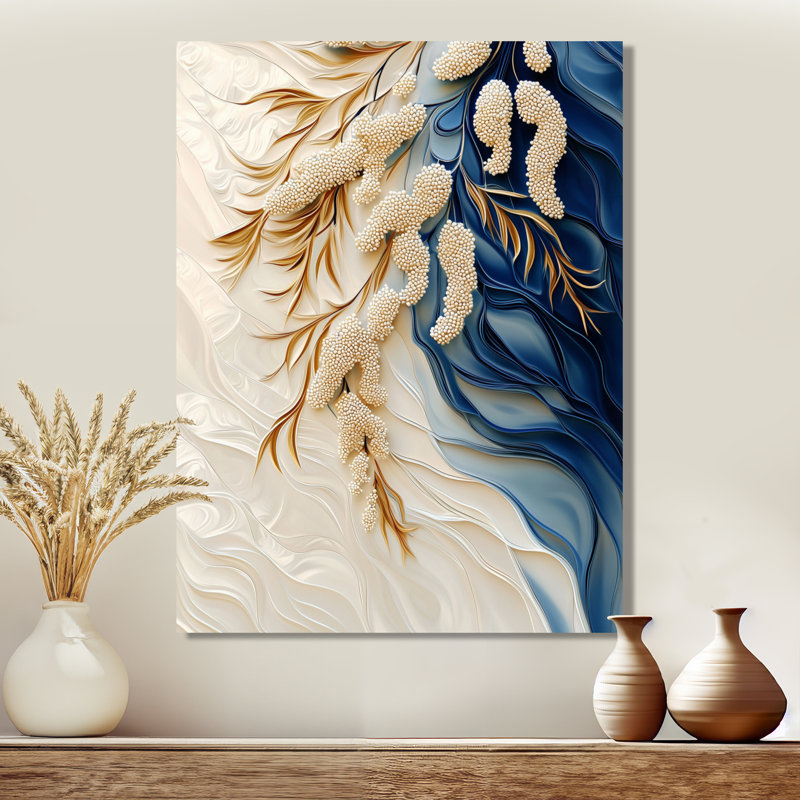 Hiver beige plumes d'un arbre Mimosa II - paysages, impression sur métal, H 32 po x l 24 po x P 0,84 po