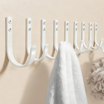 10-Pack 22LB Wall Hooks for Hanging Towel/Coat, White | Screw in Metal Hanger Wall Mount, for Outdoor, Closet, Door, Bathrooms, for Backpack, Robe