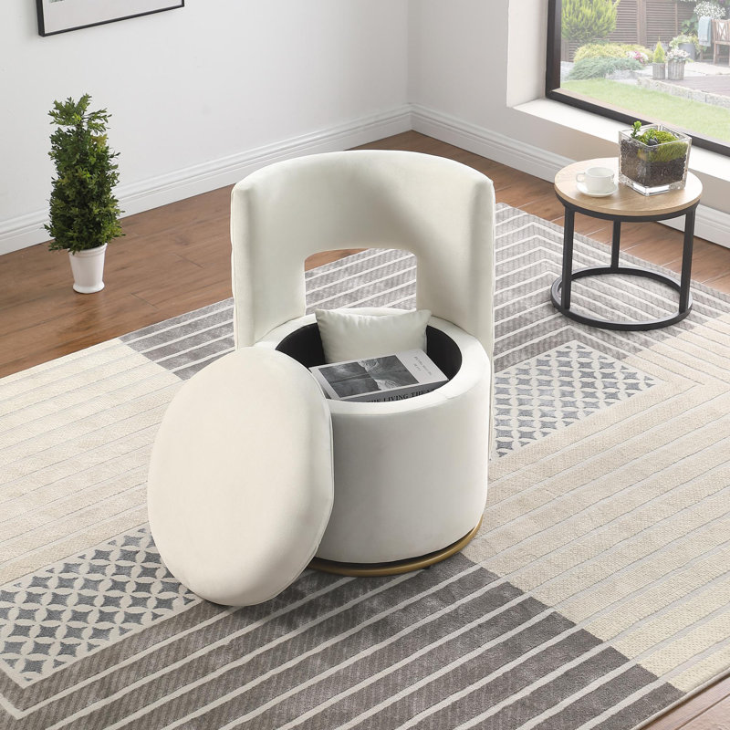 1 fauteuil pivotant 360 ° avec rangement 1pc, Blanc