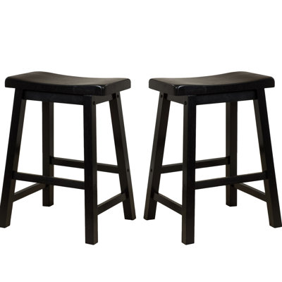 Tabouret de selle noir en bois de 24 po, zone de service attrayante, profondeur de 17,88 po x largeur de 13,87 po, hauteur de 23,49 po, comptoir en bois de 11,93 lb, apaisant,