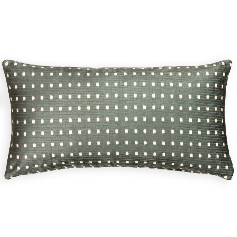 Coussin Grid, Rectangle H 12 po x l 21 po, Plumes, Vert