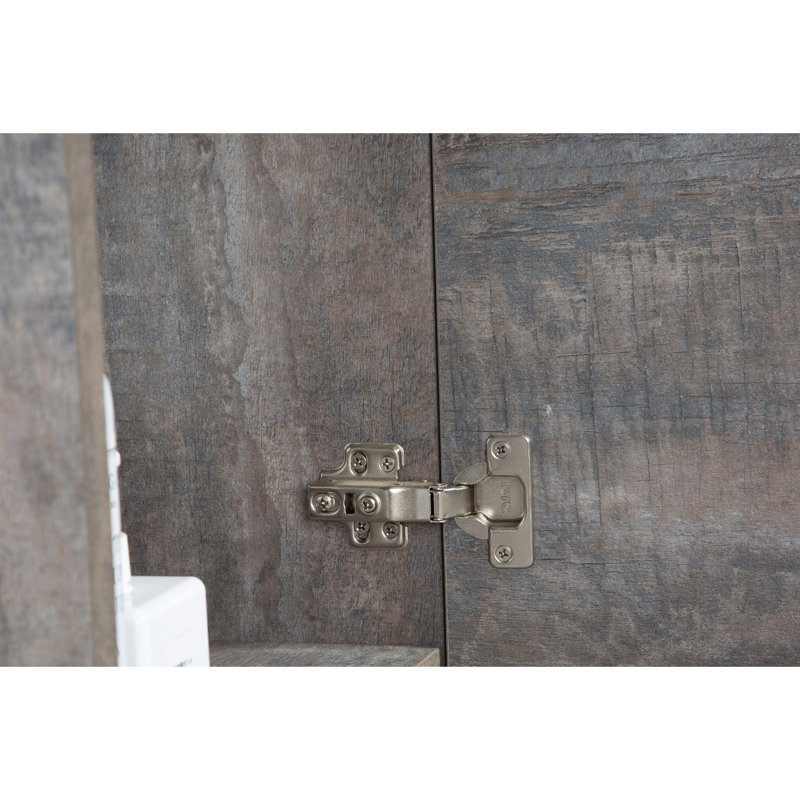 Meuble-lavabo mural 16 po avec lavabo, petite armoire de rangement murale avec lavabo en résine et portes, Gris