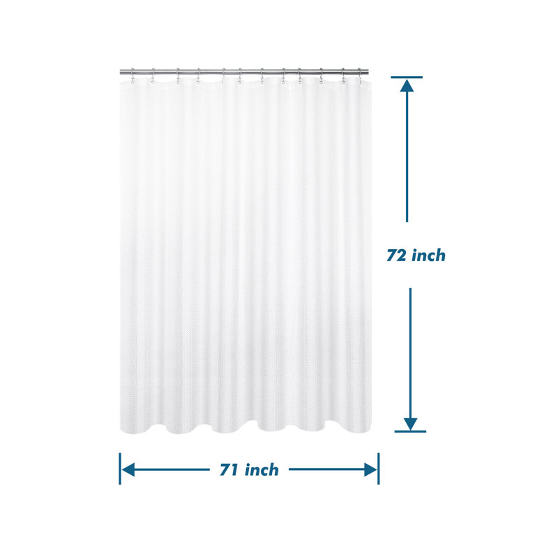 Rideau de douche à tissage gaufré, Blanc, H 72 po x l 71 po