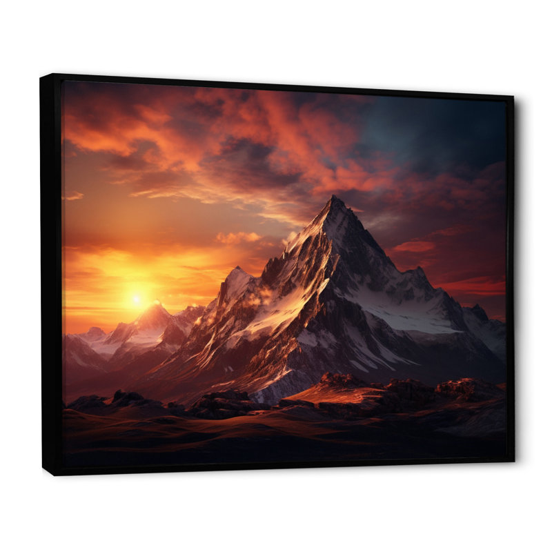 Sunset Montain Retreat I - Paysages, art mural, salon, H 30 po x l 40 po x P 1,5 po, Cadre flottant noir