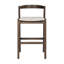 Ensemble de 2 tabourets de bar en bois d'hévéa d'intérieur Balmans, finition brun foncé et beige-1235806519