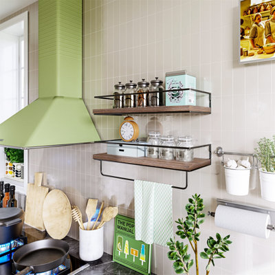 2 Piece Metal Floating Shelf with Towel Bar
