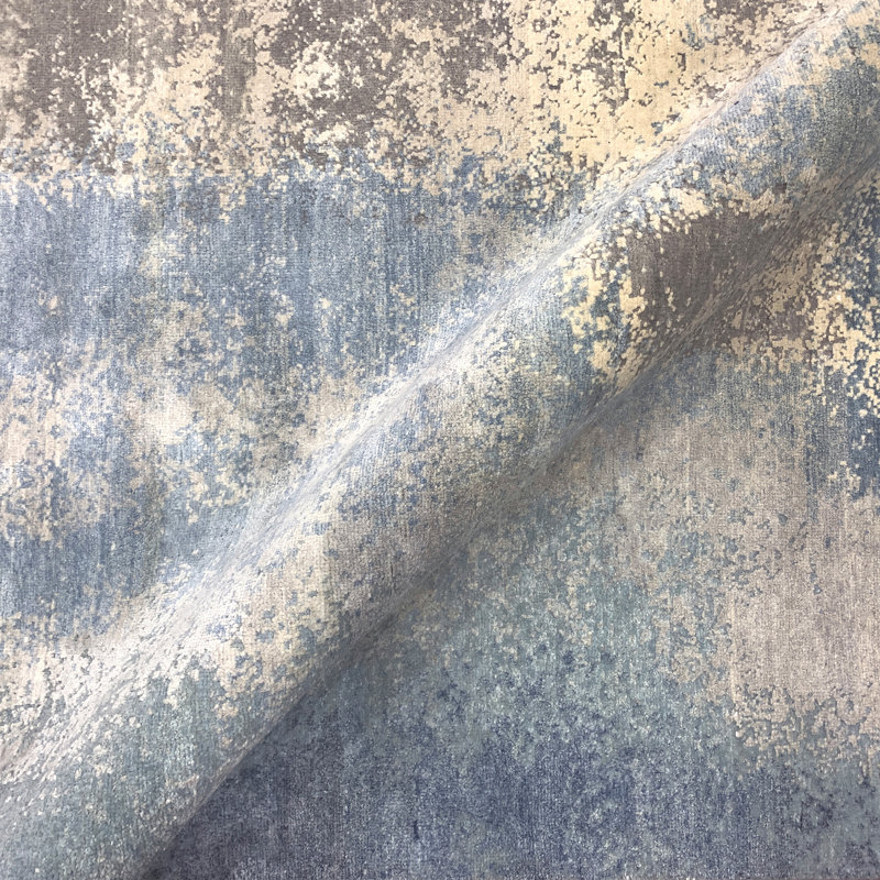 Handmade Silk and Wool Abstract Area Rug, Rectangle 9' x 12'
