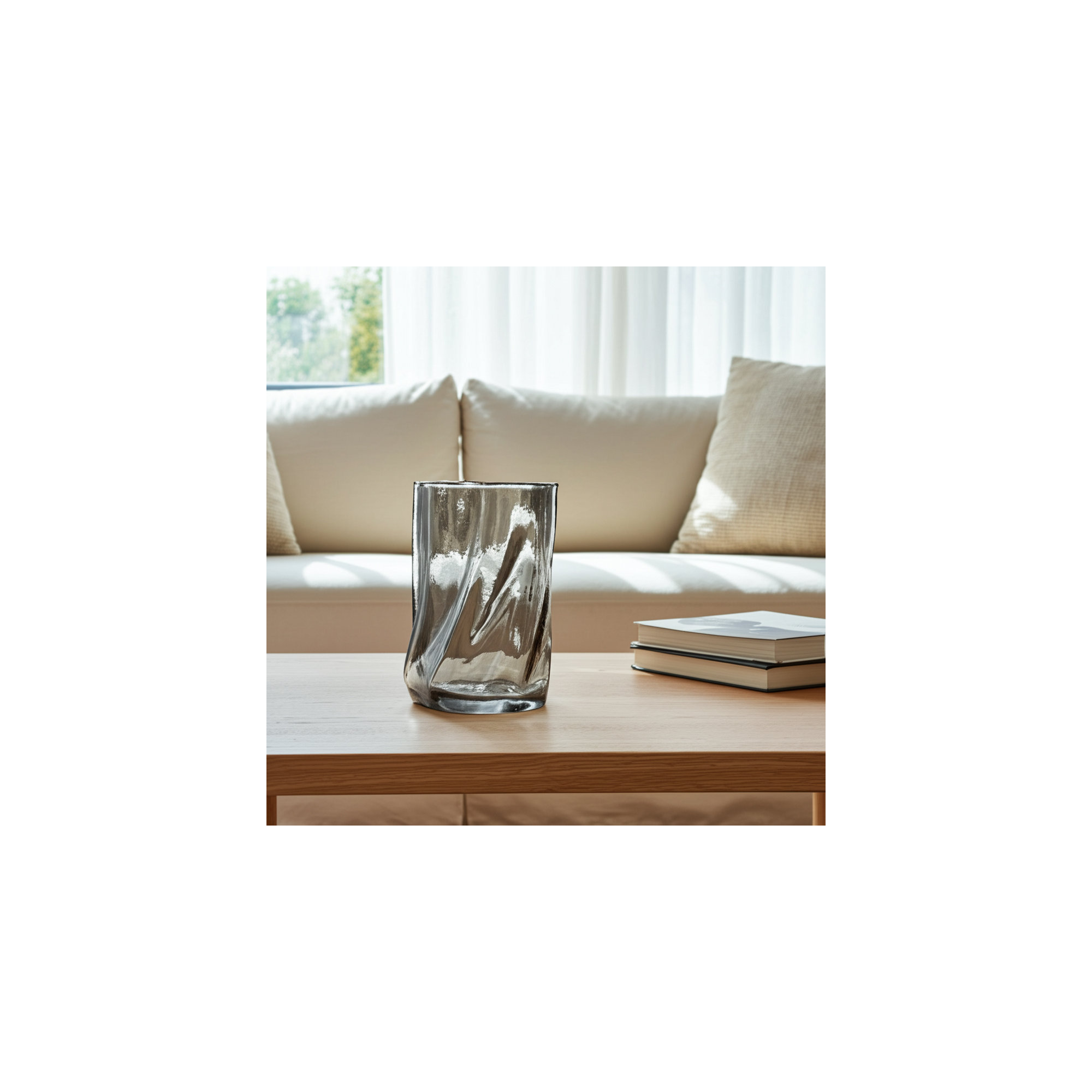 Verina Handmade Glass Table Vase, 9" H x 7" W x 5" D