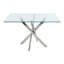 Table de salle à manger rectangulaire, table de salle à manger en verre de 47,24 po avec pieds en métal, table de cuisine moderne pour la maison, salle à manger-370951190-369584509