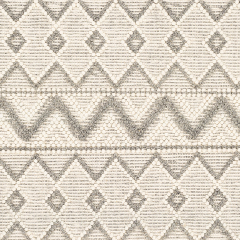 Whittington Gray and Cream Handwoven Wool 6' x 9' Bohemian Rug