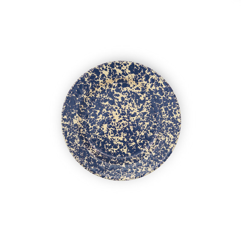 Splatter Flat Salad Plates, Black, Navy