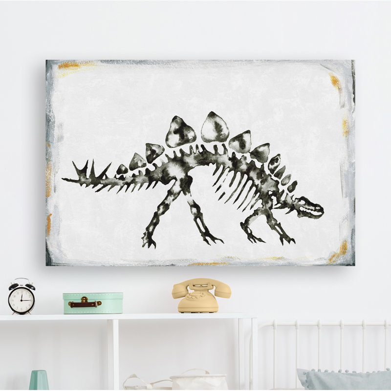 Reproduction de fossile de dinosaure sur toile tendue, H 20 po x l 30 po x P 1,5 po