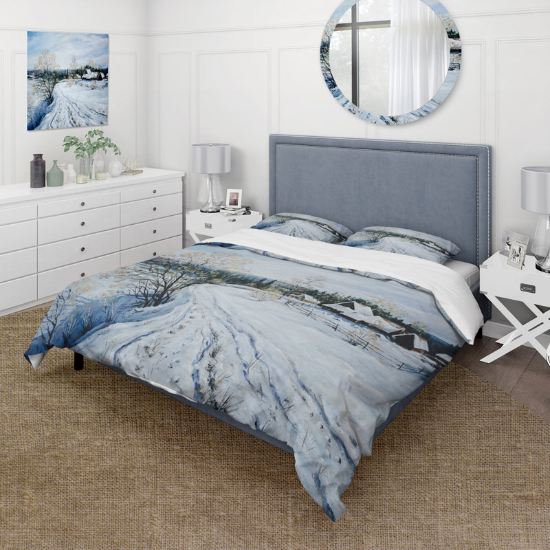 Country Road In Winter Times II - Ensemble de housse de couette traditionnel - Microfibre de polyester