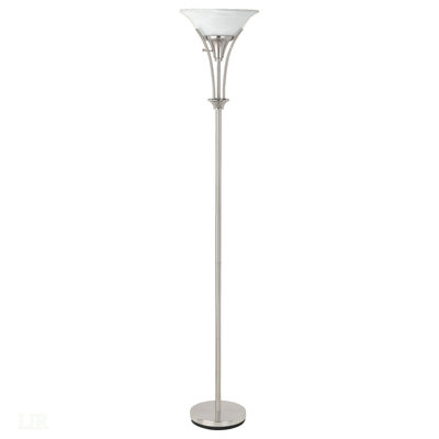 Lampe torchère sur pied en acier brossé Jessa, surface texturée résistante aux rayures