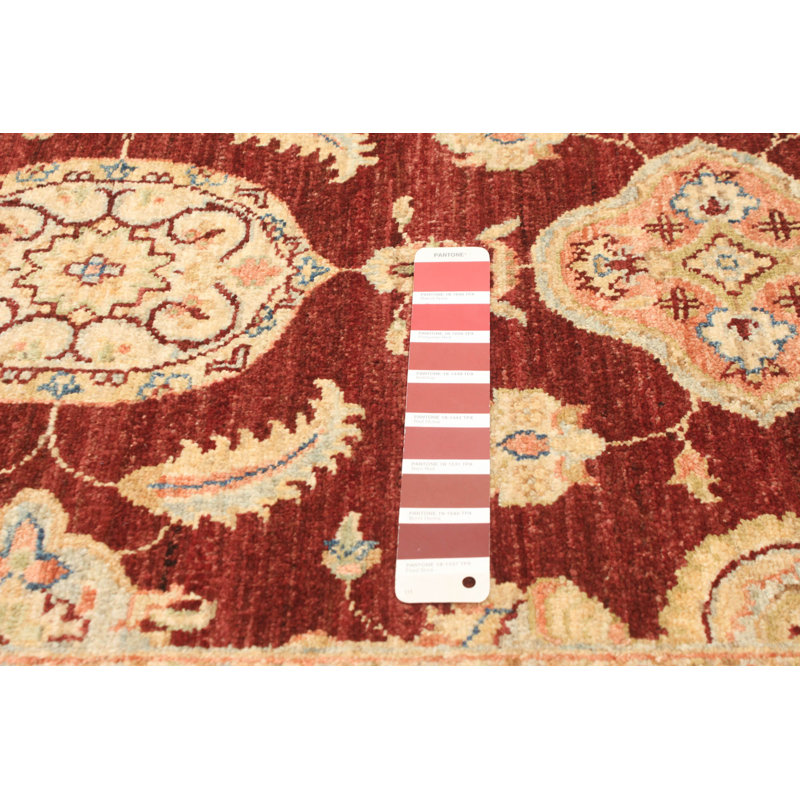 Tapis de couloir en laine noué à la main de conception unique noué à la main New Age 2 pi 8 po x 9 pi 10 po Tapis décoratif couleur Bourgogne/crème