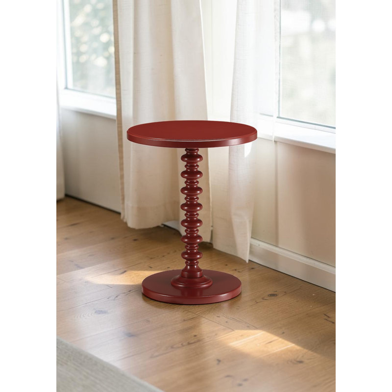 Table d'appoint ronde moderne, table d'appoint à piédestal rouge avec base sculpturale pour le salon, Rouge