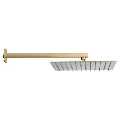 Shower Faucet Set 12" Square Rain Shower Head and Hand Set Brushed Gold