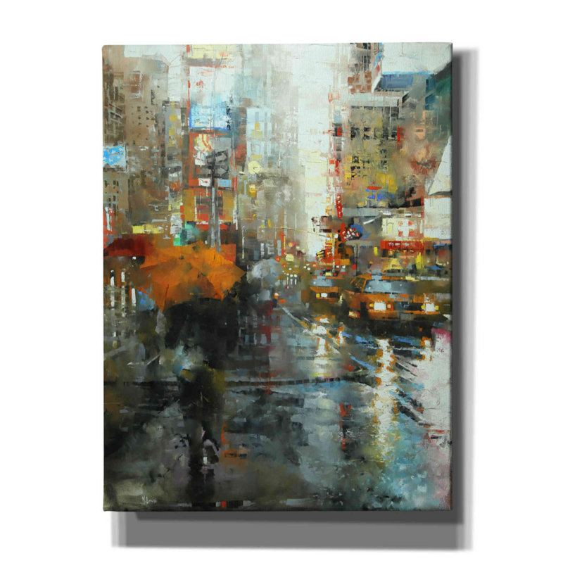 «Manhattan Orange Umbrella On Canvas» par Mark Lague, reproduction, H 16 po x l 12 po