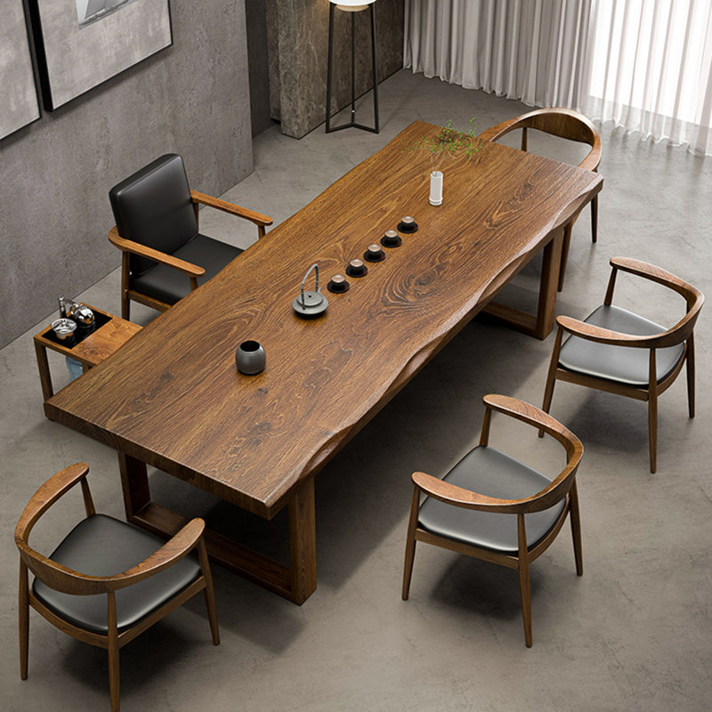 Tan Rectangular Solid Wood Dining Table, 29.45"H*70.78"W*31.5"D