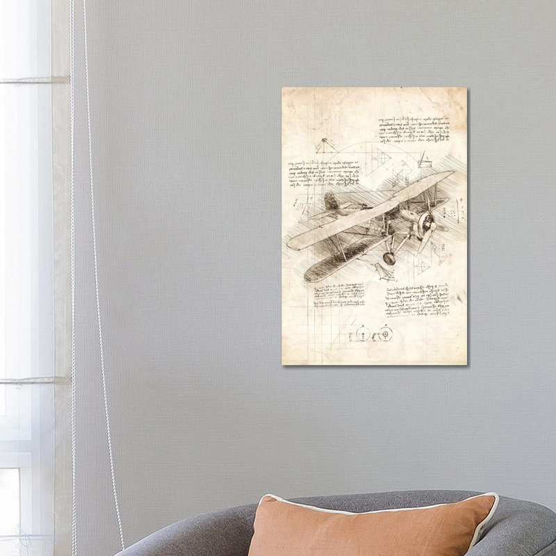 Biplane Aircraft - Wrapped Canvas Print, 66.04 cm H x 45.72 cm W x 3.175 cm D
