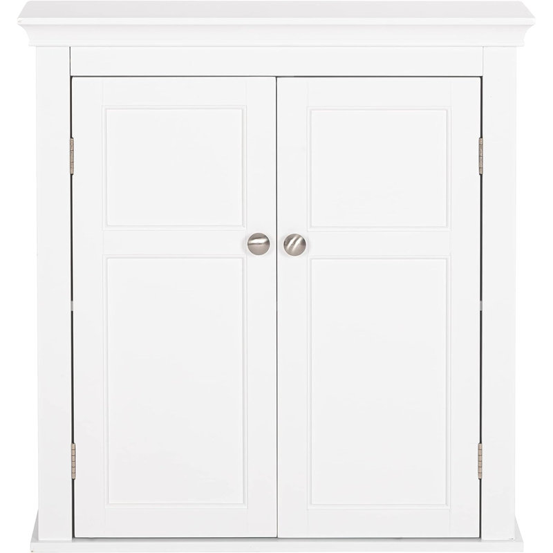 Armoire de salle de bain murale en bois massif Naylea, Blanc