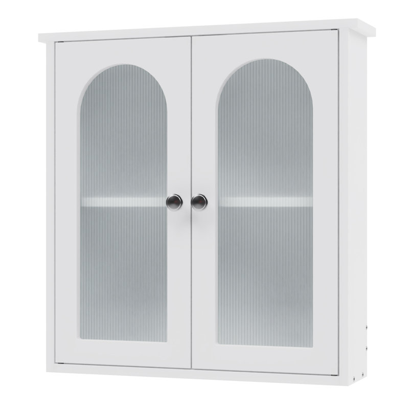 22*23in Translucent Double-Door Medicine Cabinet, White