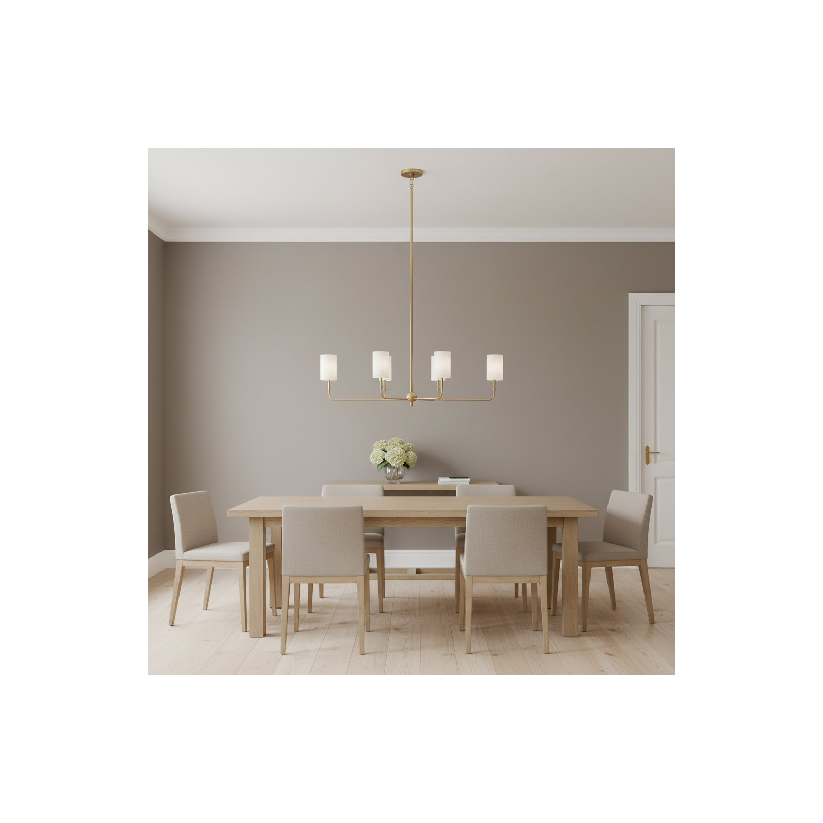 Rowley 6 - Light Dimmable Chandelier, Satin Brass