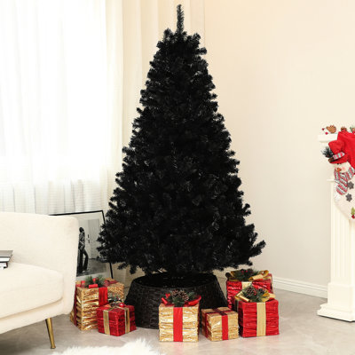 Arbre de Noël artificiel 6 pi, 1000 pointes de branches, ouverture automatique, base en acier, noir, apportez de la joie à votre grand bureau personnel