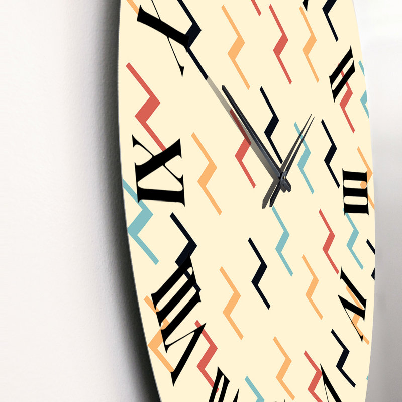Horloge murale à motif zigzag bleu, orange et jaune, Petit