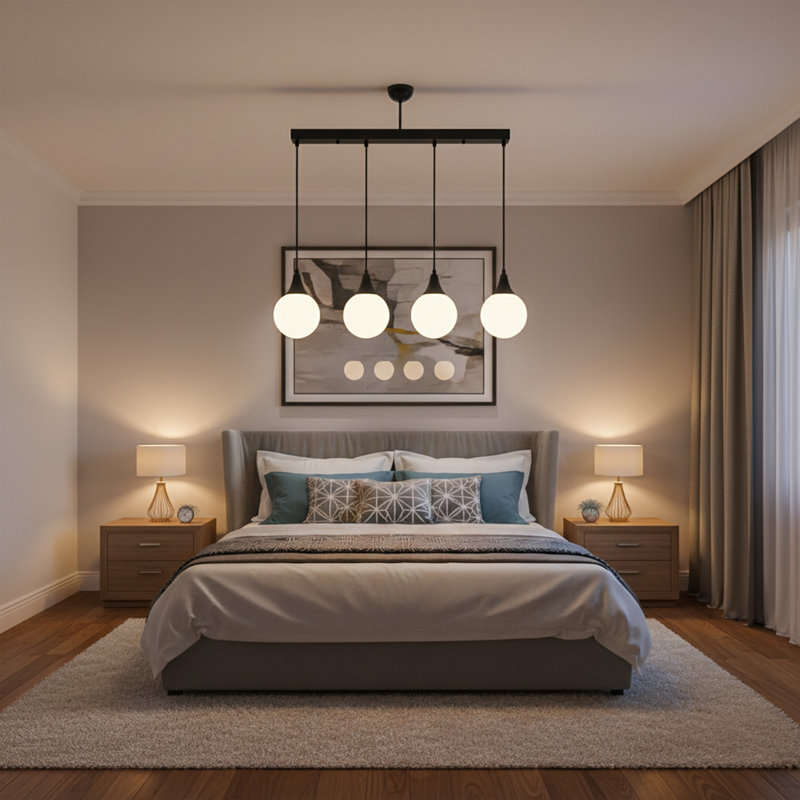 Seraphina 4-Light Linear Frosted Globe Pendant