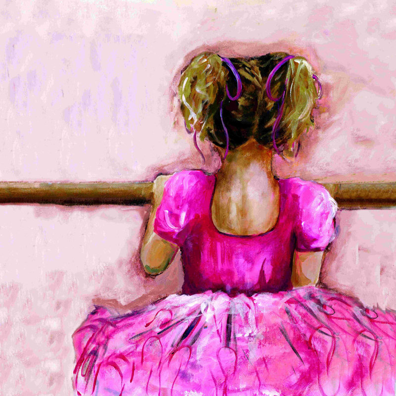 Impression sur toile tendue, ballerine rose, L 36 po x H 36 po
