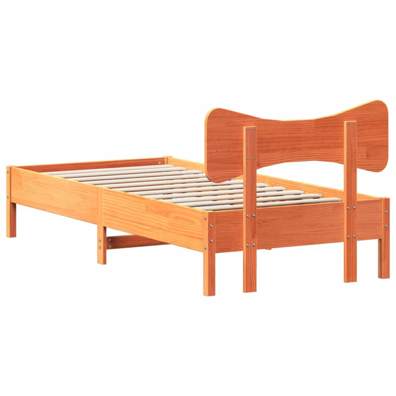Rokko Solid Wood Bed, Wax Brown, 75 x 190 cm
