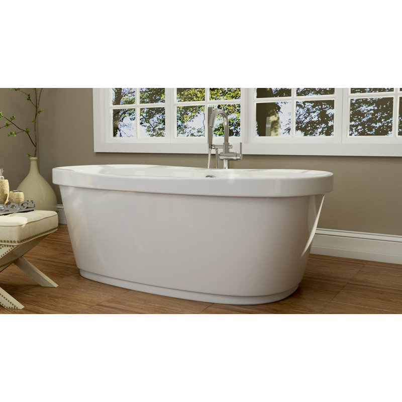 Inizio™ 65.5" x 35.625" Freestanding Soaking Bathtub, White/Chrome